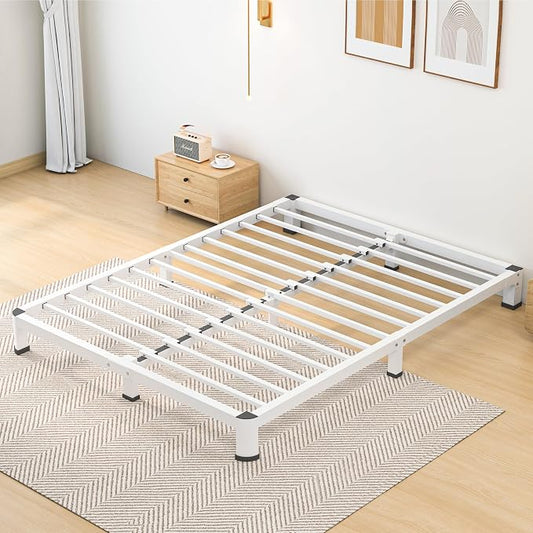 7 Inch King Bed Frame, Metal Platform Bed Frame with Round Corner Legs, 3500 lbs Heavy Duty Steel Slats Support, No Box Spring Needed, Noise Free, Easy Assembly, White