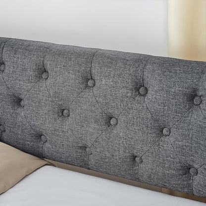 KEIKI Twin Size Upholstery Daybed with Trundle and USB Charging Design, Twin to King Design Mid-Century Extendable Sofa Bed, Easy Assembly, No Box Spring Required, for Living Room, Bedroom, Dark Grey