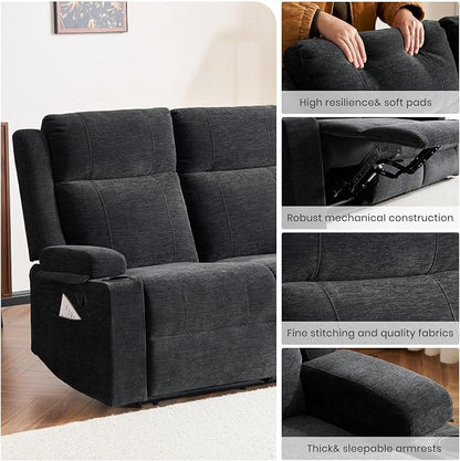 GUEAPY 55" Manual Reclining Loveseat Sofa – Space Saving RV Couch with Cup Holders, Dual Seat Reclining & Love Seat Design, Ideal for RV Campers, Motorhomes & Living Room