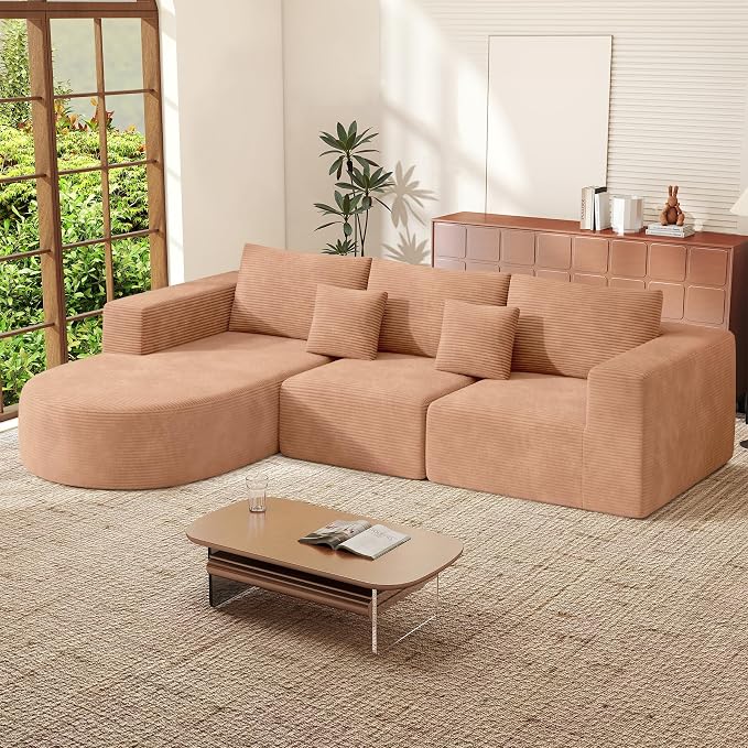 Boneless Couches for Living Room,Cloud Sectional Couch with L-Shape Chaise,Modern Modular Sofa with Deep Seat Upholstered Comfy Couches for Bedroom,No Assembly Required,1PCS