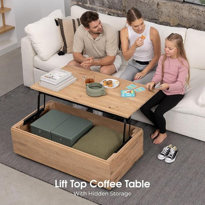 Transformer Table - Solid Wood Extendable Dining Table, Seats 2-12, Expandable Dining Room Table, Space-Saving Furniture, Kitchen and Dining Room Furniture (Natural, Table + Coffee Table)