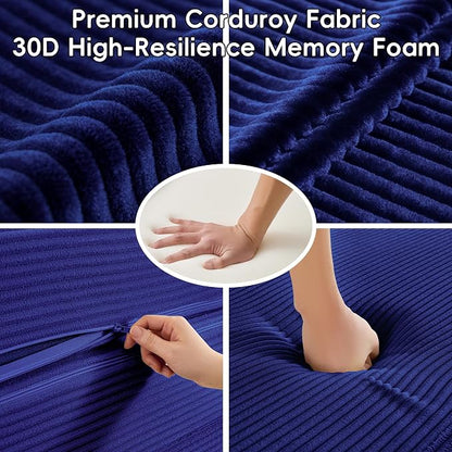 5-in-1 Convertible Sofa Bed, 78" Boneless Couch Tri Folding Mattress with Removable L-Shaped Armrests, Corduroy Futon Couch Sleeper with Pull Out Bed for Living Room Bedroom Apartment, Blue