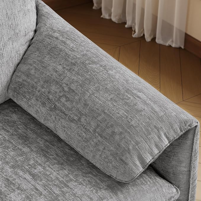 ONBRILL Oversized Accent Chair, 41 Inch Chenille Fabric Armchair, Comfy Single Sofa Chair with Padded Arms, Pocket Spring Cushion, Modern Reading Chair for Living Room, Bedroom, Grey