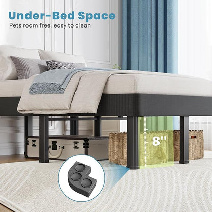 NKZ King Box Spring, 12 inch All-in-One Box Spring with 9 Legs for King Bed, 4000lbs Heavy Duty Metal Mattress Foundation with Fabric Cover, Noise Free, Easy Assembly, Black