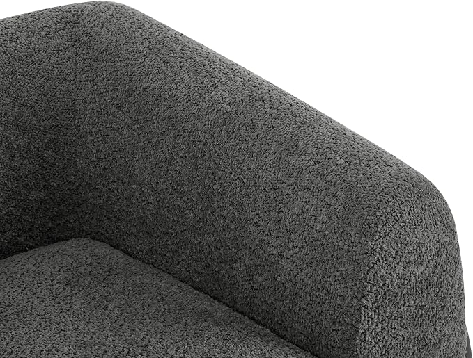 Christopher Knight Home Holly Modern Boucle Fabric Upholstered Club Chair for Living Room, Home Office, Apartment, Relaxing Chair with Removable Cushion and Birch Wood Legs, Dark Gray + Walnut