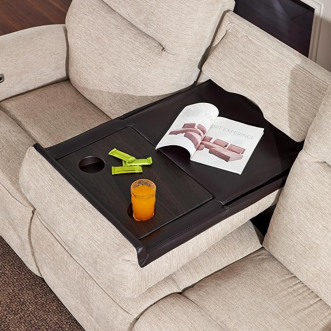 MCombo 87.8" Wall Hugger Power Reclining Sofa with Drop Down Table, 3-Seater Recliner Couch for Small Spaces Living Room RV, USB Ports, Fabric PR635M3 (Beige)