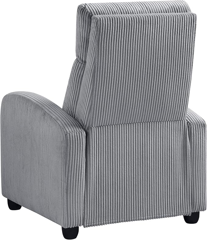 Lexicon Corduroy Pushback Recliner Chair Armchair Push Back Recliner, Solid Wood Frame and Metal Base, Easy Assembly Small Soft Single Sofa Accent Chair for Living Room/Office/Apartment, Dark Grey