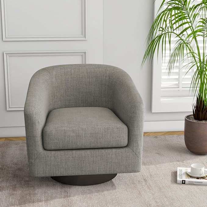 360° Swivel Barrel Accent Chair Armchair, Round Club Arm Chair in Fabric for Lving Room, Modern Upholstered Small Bedroom Single Sofa Seat - Khaki, Set of 4