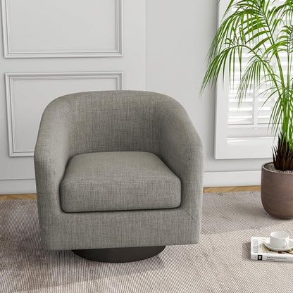 360° Swivel Barrel Accent Chair Armchair, Round Club Arm Chair in Fabric for Lving Room, Modern Upholstered Small Bedroom Single Sofa Seat - Khaki, Set of 4