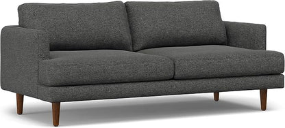 SIMPLIHOME Livingston 76" Wide x 33" High Sofa in Charcoal Grey Woven-Blend Fabric, Handcrafted Loveseat Couch for Living Room or Family Room, Mid-Century Modern Style, Solid Wood Frame