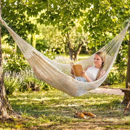 SUNCREAT Hammocks Double Hammock Without Stand, Tree Hammock for Outside, Beige