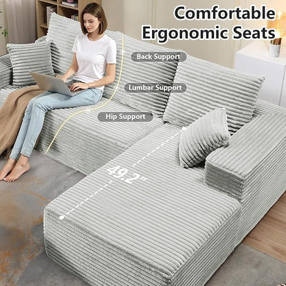 107.5" Cloud Sectional Couch with L-Shape Chaise, Modern Cloud Couch with Deep Seat, Modular Sectional Couches for Living Room, Apartment, Office, No Assembly Required