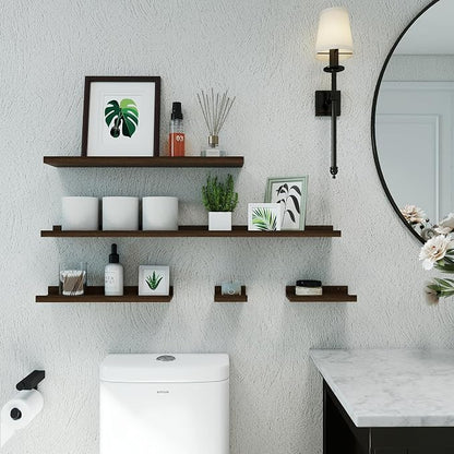 Floating Shelves for Wall Decor, Long Wall Mounted Storage Shelf for Bedroom, Living Room, Bathroom, Kitchen, Nursery, Display Picture Ledge Shelf with Lip Set of 2-56 Inches, Walnut