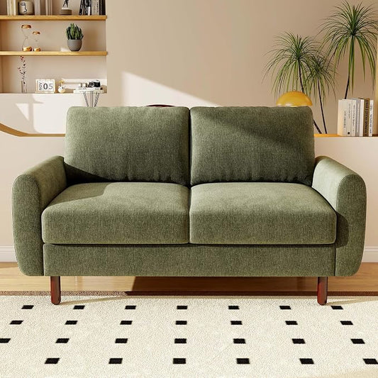 Ihanherry 68" Loveseat Sofa, Modern 2-Seat Couch, Mid Century Sofa, Comfy Chenille Deep Seat Couch for Living Room, Bedroom, Office, Apartment, Green