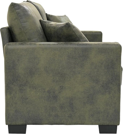 Ball & Cast 69" Loveseat Sofa, Modern Love Seat Couches for Living Room, Upholstered 2 Seater Small Couch with 2 Throw Pillows for Bedroom,Apartment,Office,Easy Assembly,Olive Green