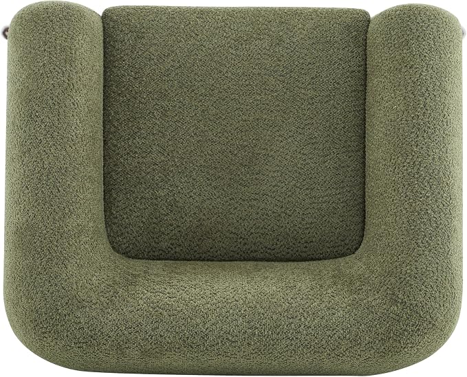 Christopher Knight Home Holly Modern Boucle Fabric Upholstered Club Chair for Living Room, Home Office, Apartment, Relaxing Chair with Removable Cushion and Birch Wood Legs, Olive Green+Walnut