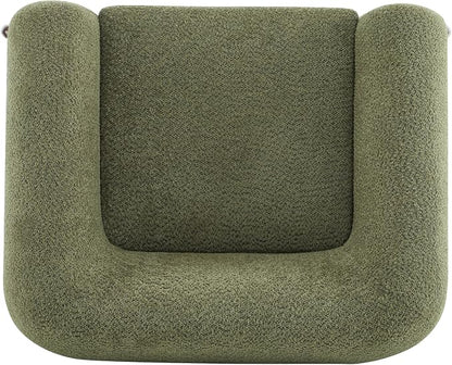 Christopher Knight Home Holly Modern Boucle Fabric Upholstered Club Chair for Living Room, Home Office, Apartment, Relaxing Chair with Removable Cushion and Birch Wood Legs, Olive Green+Walnut