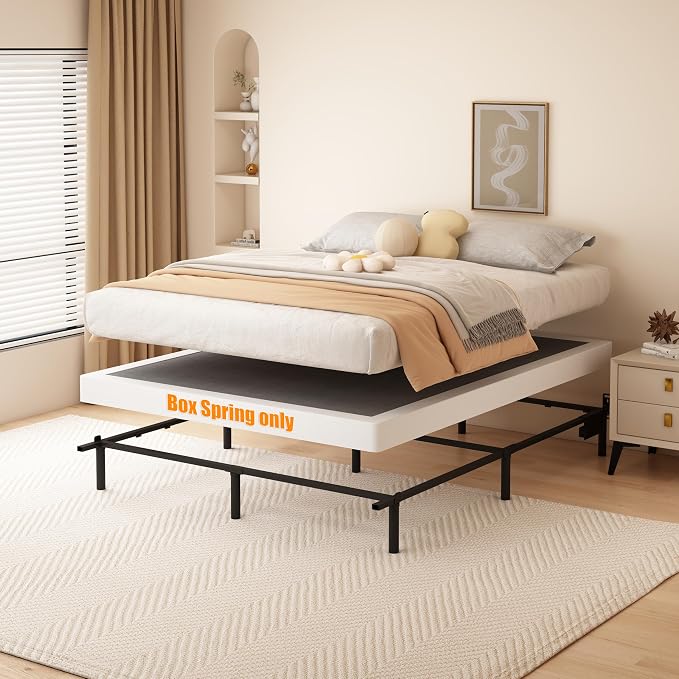 DORITRON 3 Inch Low Profile Box Spring Full, 3000lbs Heavy Duty Full Bed Box Spring Bed Base Metal Mattress Foundation, Easy Assembly, Noise Free