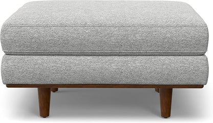 SIMPLIHOME Morrison 33-inch Wide Table Ottoman in Mist Grey Woven-Blend Fabric, Multifunctional Footrest, Coffee Table, or Extra Seating for Living Room, Mid-Century Modern Style