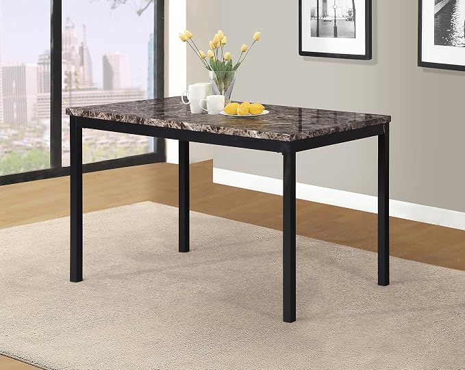 Roundhill Furniture 5 Piece Citico Metal Dinette Set with Laminated Faux Marble Top - Red