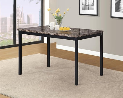 Roundhill Furniture 5 Piece Citico Metal Dinette Set with Laminated Faux Marble Top - Red