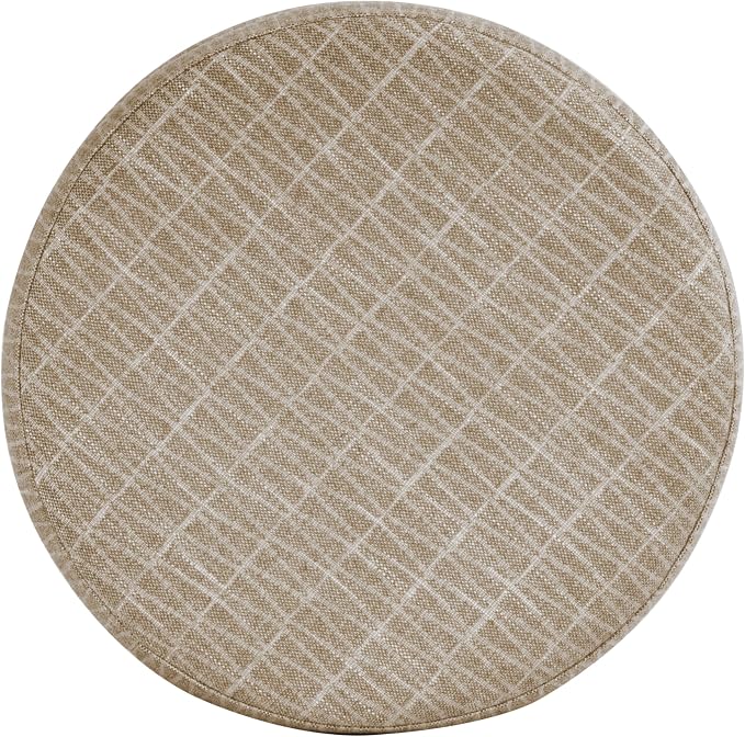 HomePop 19" Round Storage Ottoman - Tan Geometric Pattern