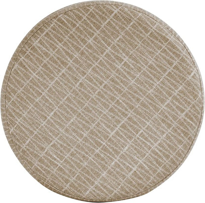 HomePop 19" Round Storage Ottoman - Tan Geometric Pattern