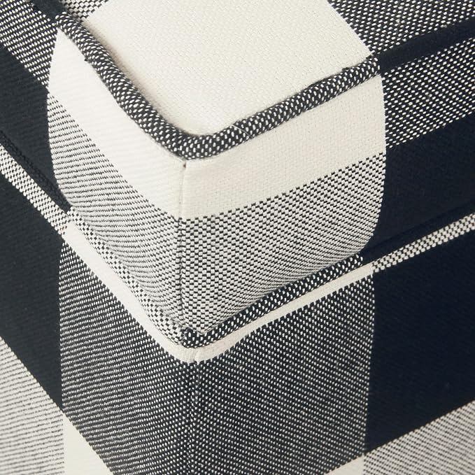 HomePop 18" Classic Square Storage Ottoman - Black Plaid