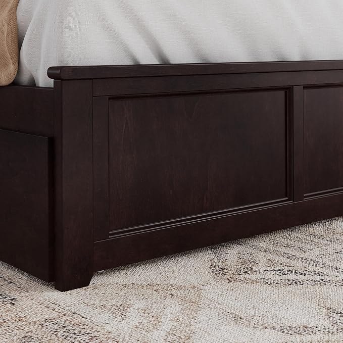 AFI, Madison King Solid Wood Platform Bed with Matching Footboard & Storage Drawers, Espresso