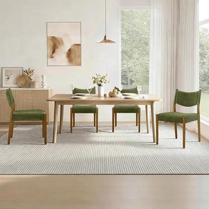 KISLOT Upholstered Dining Chairs Set of 2, Solid Wood Armless Kitchen Chairs with Soft Polyester Fabric, 18.9" Seat Height, Modern Dining Room Seating, 300 lbs Capacity, Green