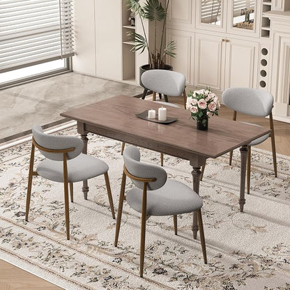 MALOL Dining Chairs Set of 6, Curved Back Kitchen Room Chairs with Metal Legs and Anti Slip Pads, Upholstered Dining Chair for Home and Restaurant, Light Grey