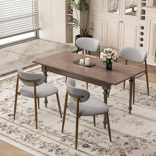 MALOL Dining Chairs Set of 4, Curved Back Kitchen Room Chairs with Metal Legs and Anti Slip Pads, Upholstered Dining Chair for Home and Restaurant, Light Grey