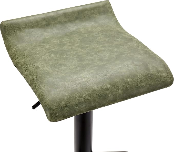 Finnhomy Bar Stools Set of 2 Counter Height, Swivel Barstools with Footrest and Backless, Height Adjustable Modern Bar stools for Kitchen, Vintage Leather, Retro Green
