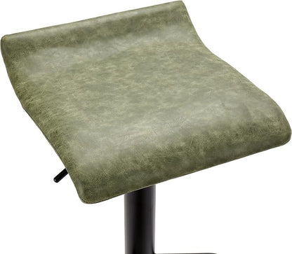 Finnhomy Bar Stools Set of 2 Counter Height, Swivel Barstools with Footrest and Backless, Height Adjustable Modern Bar stools for Kitchen, Vintage Leather, Retro Green