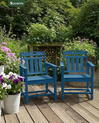 Outdoor Patio Dining, All-Weather HDPE Chair Fade-Resistant, and Low Maintenance for Backyard, Garden, or Patio, Navy Blue
