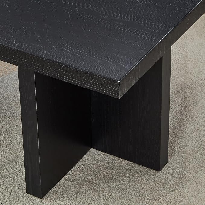 Roundhill Furniture Mchome Square End Table, Nightstand, Black Finish