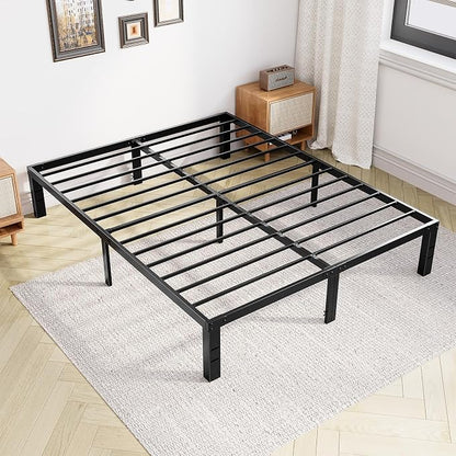 DUMOS Full Size 12" Bed Frame - Metal Platform Bed Frame Mattress Foundation with Steel Slat Support, No Box Spring Needed, Storage Space Under Base, Easy Assembly, Black