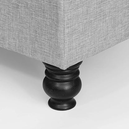 Furinno Laval Button Tufted Storage Ottoman Bench, with Safety Hinged Soft Closed Seat, for Entryway, Bedroom, Living Room, Glacier