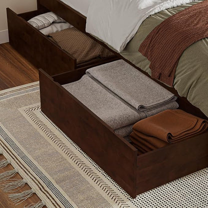 AFI Twin/Full Under Bed Storage Drawers (Set of 2), Walnut