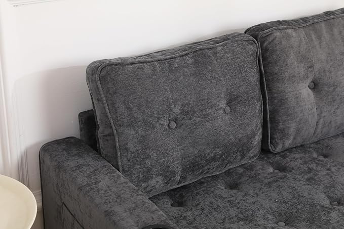 ERYE Foldable Loveseat Sofa Convertible Pull Out Sleeper Sofabed,2 Seat Tufted Upholstered Sofa Modern Convertible Sleeper Couch Bed with Cupholders and Side Pockets