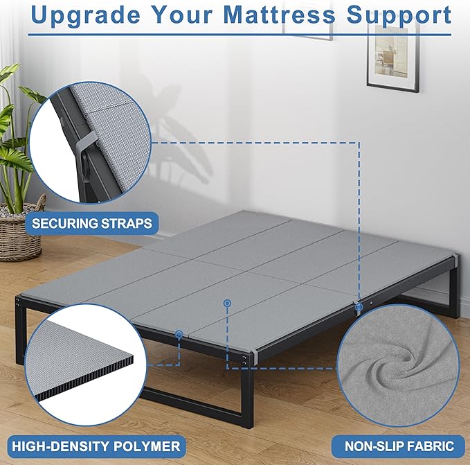 Lutown-Teen Bunkie Board Twin Under Mattress High-Density Polymer Twin Size Bunkie Board Anti-Sag, Breathable, Moisture Resistant, Noise Minimizing, Gray