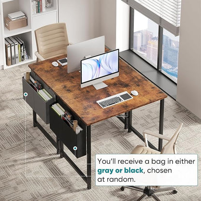 OLIXIS Small Computer Desk, 31 Inch Home Office Desks, Writing Study Craft Work Gaming Table, Computer Workstation for Bedroom Small Spaces with Storage Bag, Rustic Brown