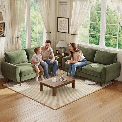 WorthFurni 68" Loveseat Sofa, Comfy Chenille Fabric Couches for Living Room with Spring Cushion and Solid Wood Frame, Modern Deep Seat Couch for Bedroom, Apartment, Office, Easy Assembly,Green