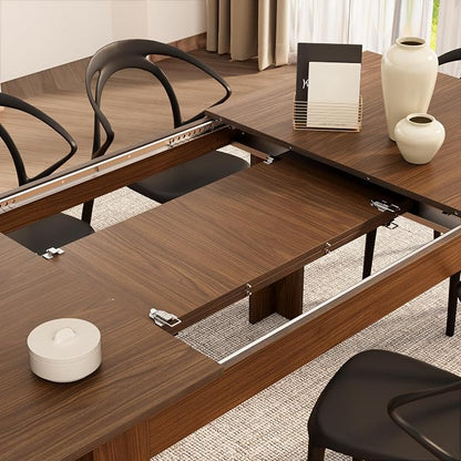 Mobili Fiver, Easy, Extendable Dining Table, 55.1(86.6) x35.4 in, Walnut, for 6-8 People, Expandable Dining Table for Kitchen, Italian Furniture