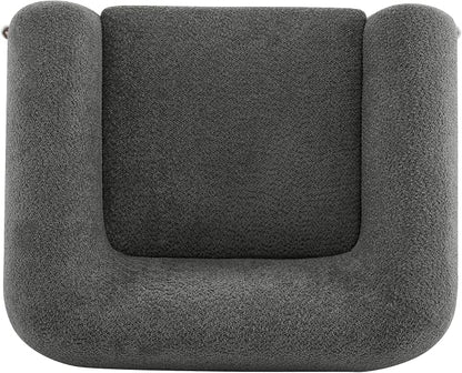 Christopher Knight Home Holly Modern Boucle Fabric Upholstered Club Chair for Living Room, Home Office, Apartment, Relaxing Chair with Removable Cushion and Birch Wood Legs, Dark Gray + Walnut