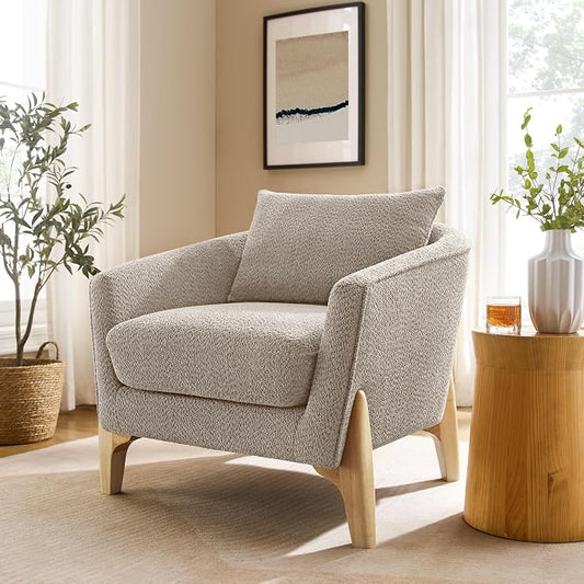 VANOMi 32" Living Room Chairs, Comfy Chair for Bedroom with Thick Cushion, Sharpe Arm Chair for Reading, Office, Apartment, Camel
