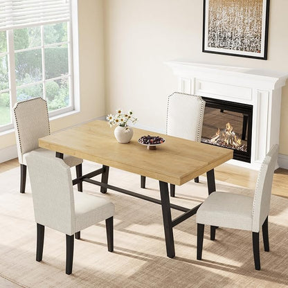 GarveeHome Industrial Dining Table for 2-4, 55" Heavy Duty Rectangular Kitchen Table with 2"×2" Metal Legs, Small Space Dining Table for Kitchen, Dining Room (Natural, 55" Non-extendable)