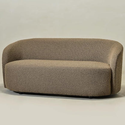 KINWELL 68" Boucle Upholstered Loveseat Sofa with Set of 2 Swivel Barrel Accent Chairs, Minimalist Comfy 2-Seater Couch and 2 Sherpa Armchairs for Small Spaces Apartment, Teddy Brown
