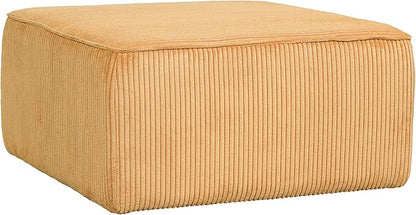 Christopher Knight Home Kyle Corduroy Woven Upholstery Square Ottoman, Living Room Sofa Ottoman with Wood Frame, Comfy Seating Experience with Dense Foam Padding, Non-Marking Foot Caps, Yellow