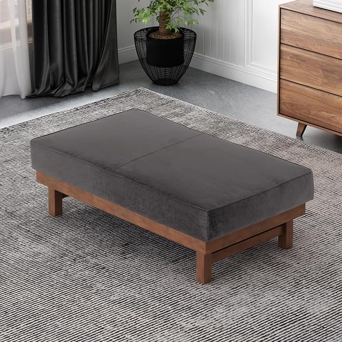 Christopher Knight Home Hillman Cocktail Ottoman, Slate + Walnut